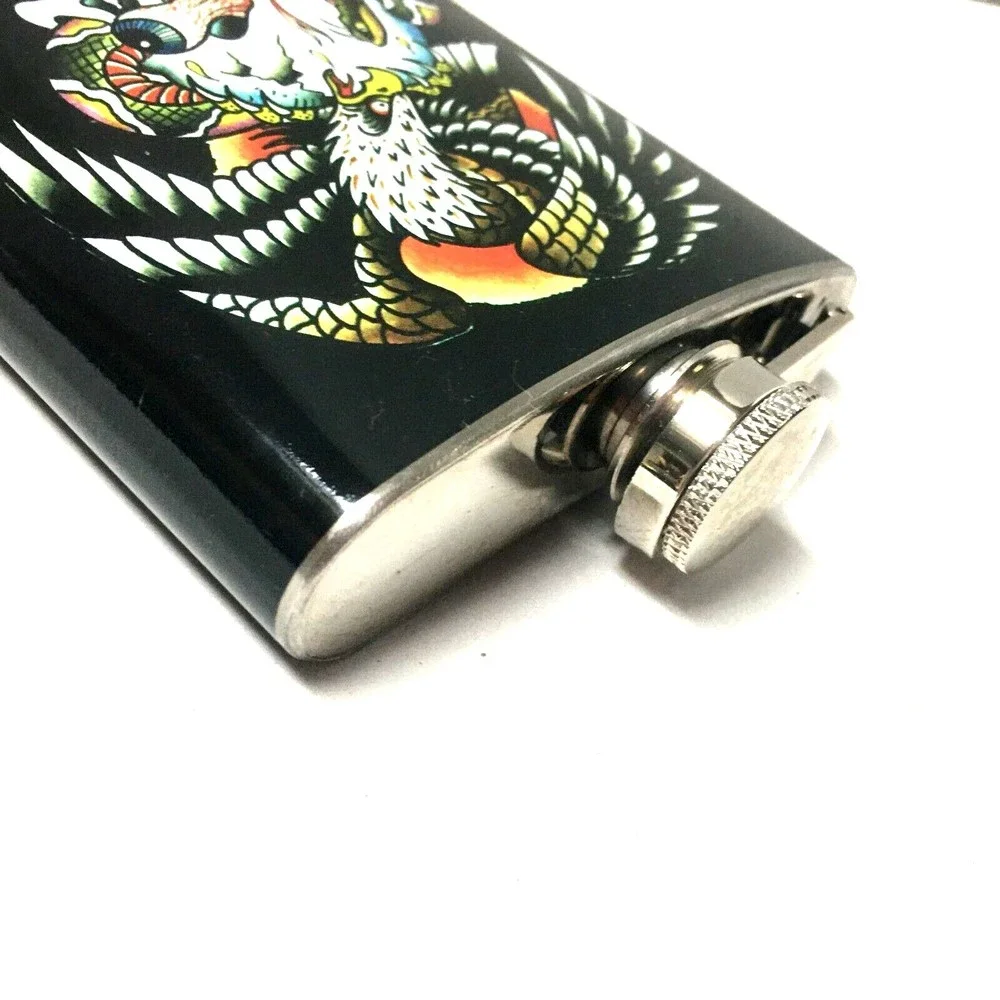 Ed Hardy By Christian Audigier 7 oz Flask Skull Eagle Tattoo Rockabilly Punk